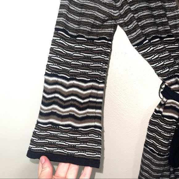 BCBGMaxAzria Black & White Striped Wrap Belted Cardigan Small Women’s - Picture 4 of 10